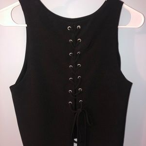 Black tank with lace up back